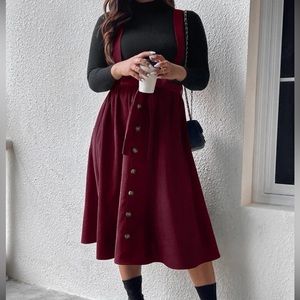 Plus Button Front Overall Skirt without Tee